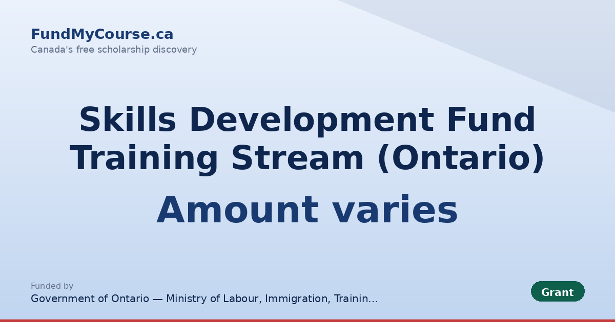 Skills Development Fund Training Stream (Ontario)